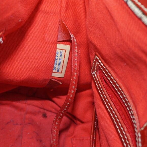 Dooney & Bourke Canvas Monogram Logo Tote with Red Leather Trim - Picture 7 of 12